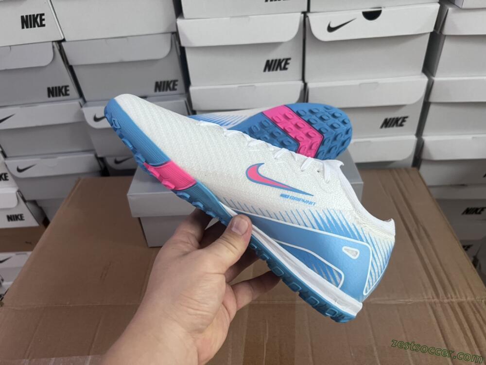 Nike Air Zoom Mercurial Vapor 16 Elite TF Low-Tops Soccer Shoes - White/Pink/Blue