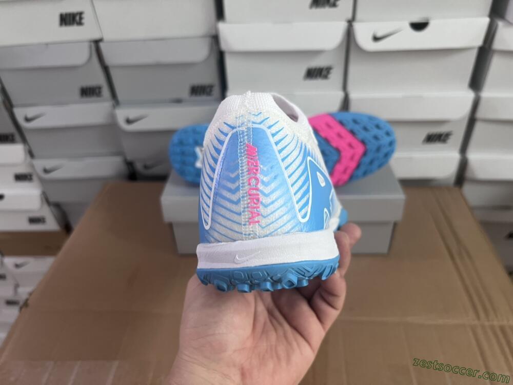 Nike Air Zoom Mercurial Vapor 16 Elite TF Low-Tops Soccer Shoes - White/Pink/Blue