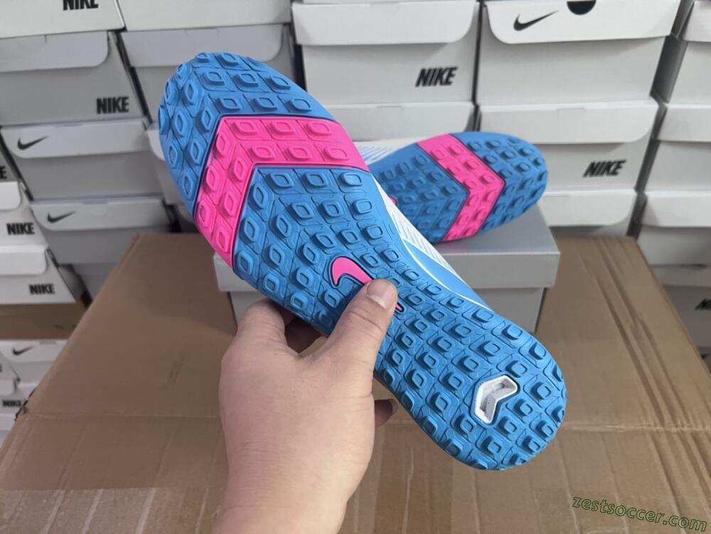 Nike Air Zoom Mercurial Vapor 16 Elite TF Low-Tops Soccer Shoes - White/Pink/Blue