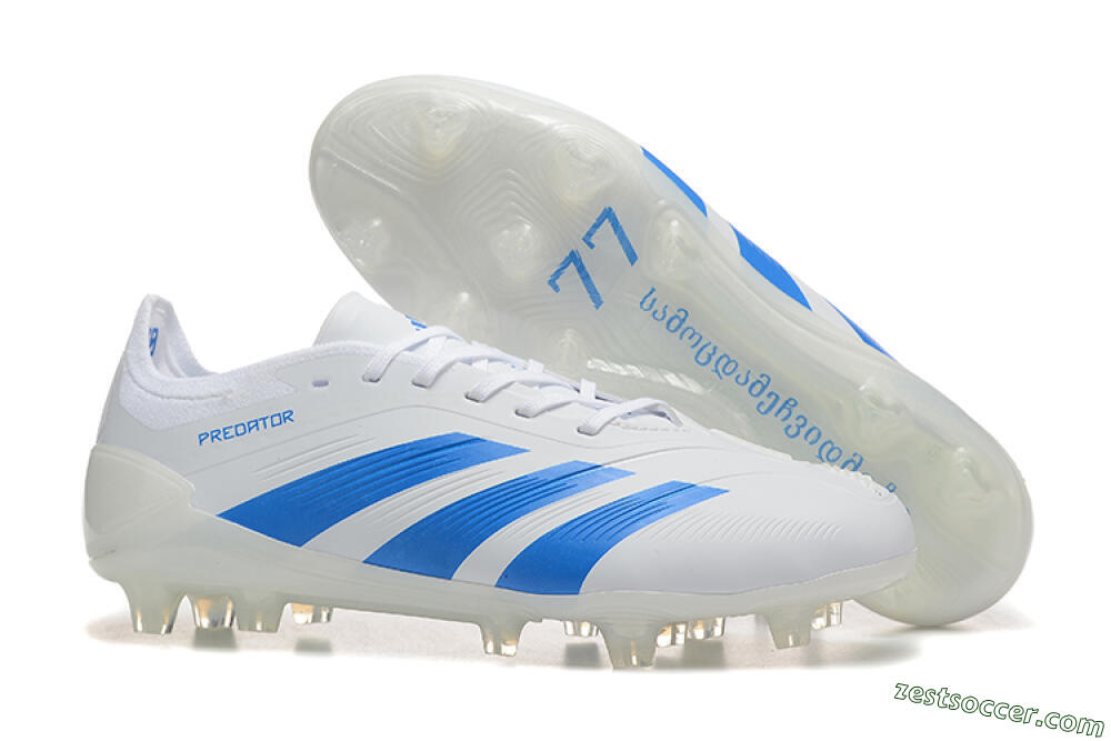 Adidas Predator 24 Elite FG Low-Tops Soccer Cleats - White/Blue 0