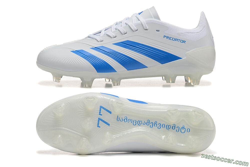 Adidas Predator 24 Elite FG Low-Tops Soccer Cleats - White/Blue 1