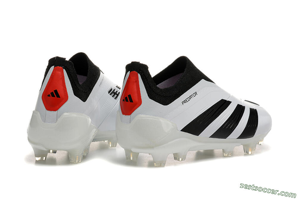 Adidas Predator 24 Elite Laceless FG Low-Tops Soccer Cleats - White/Black/Red 6