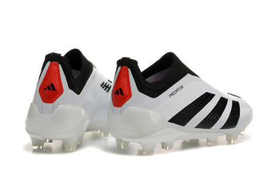 Adidas Predator 24 Elite Laceless FG Low-Tops Soccer Cleats - White/Black/Red