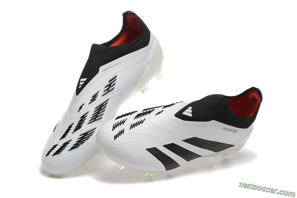 Adidas Predator 24 Elite Laceless FG Low-Tops Soccer Cleats - White/Black/Red 3