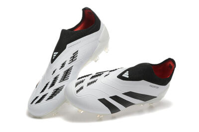 Adidas Predator 24 Elite Laceless FG Low-Tops Soccer Cleats - White/Black/Red