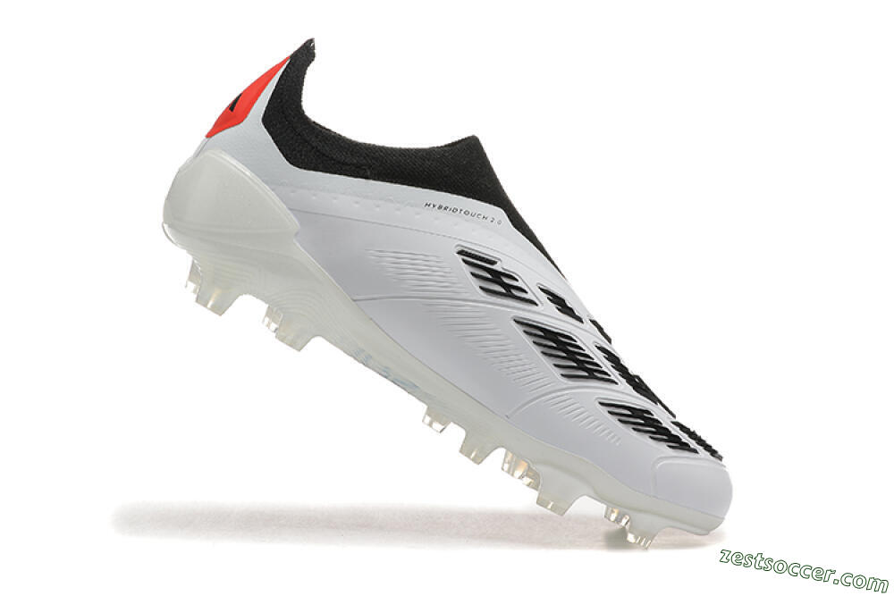 Adidas Predator 24 Elite Laceless FG Low-Tops Soccer Cleats - White/Black/Red 4