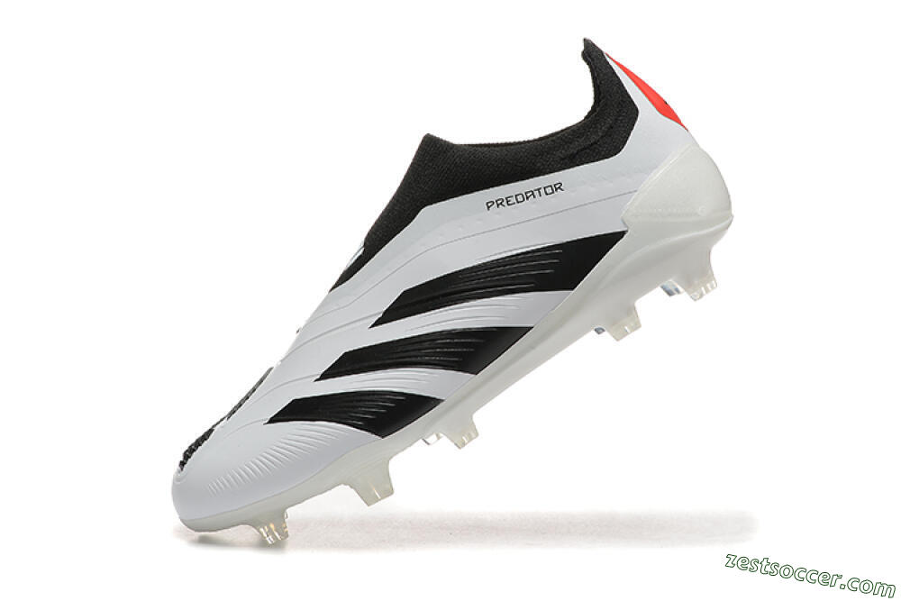 Adidas Predator 24 Elite Laceless FG Low-Tops Soccer Cleats - White/Black/Red 5