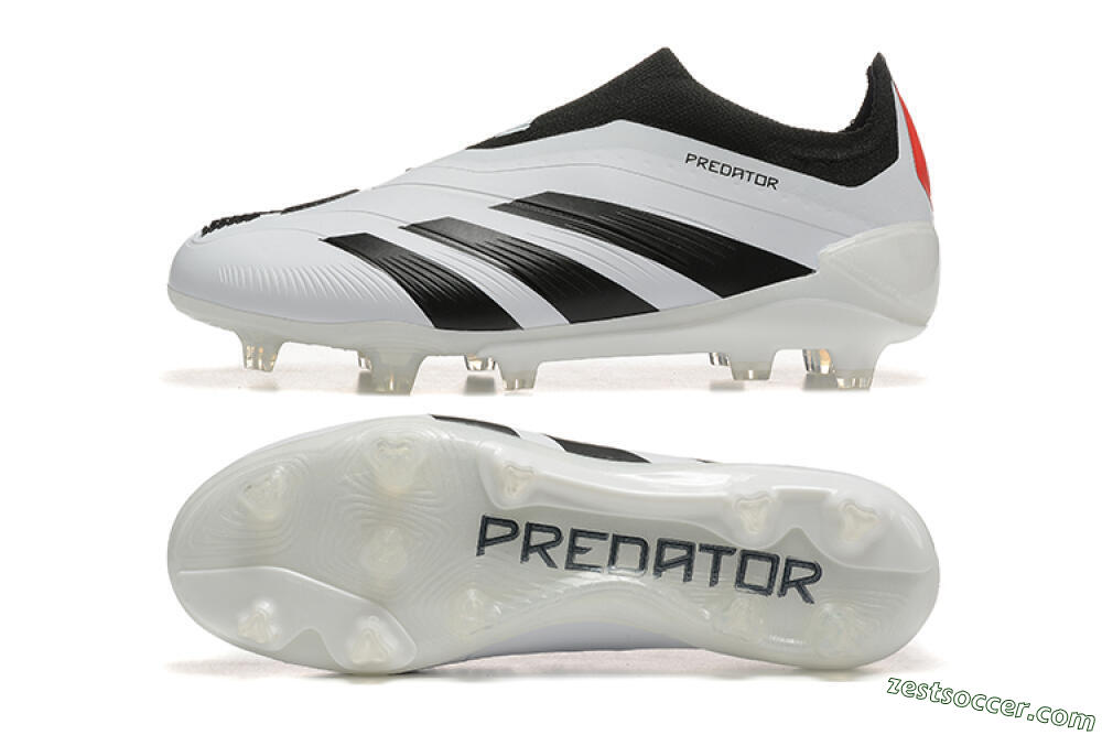 Adidas Predator 24 Elite Laceless FG Low-Tops Soccer Cleats - White/Black/Red 1