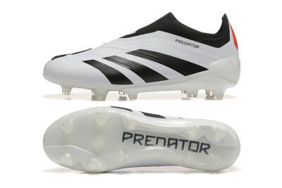Adidas Predator 24 Elite Laceless FG Low-Tops Soccer Cleats - White/Black/Red