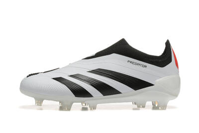 Adidas Predator 24 Elite Laceless FG Low-Tops Soccer Cleats - White/Black/Red