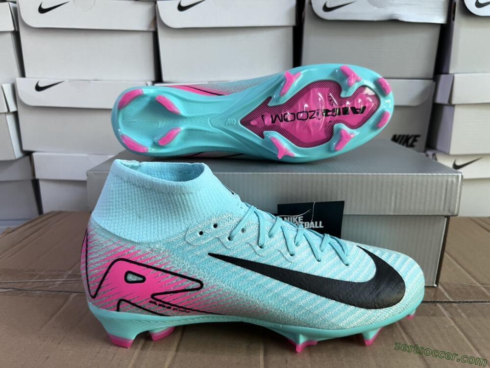 Nike Air Zoom Mercurial Superfly 10 Elite FG High-Tops Soccer Cleats - Jade/Black/Pink