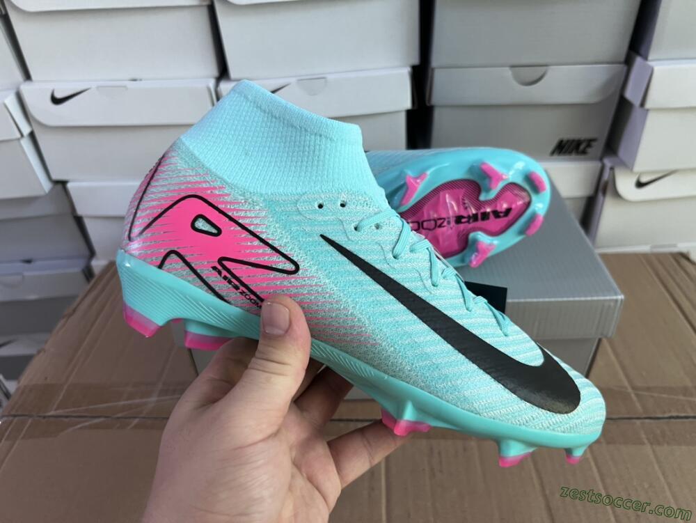 Nike Air Zoom Mercurial Superfly 10 Elite FG High-Tops Soccer Cleats - Jade/Black/Pink