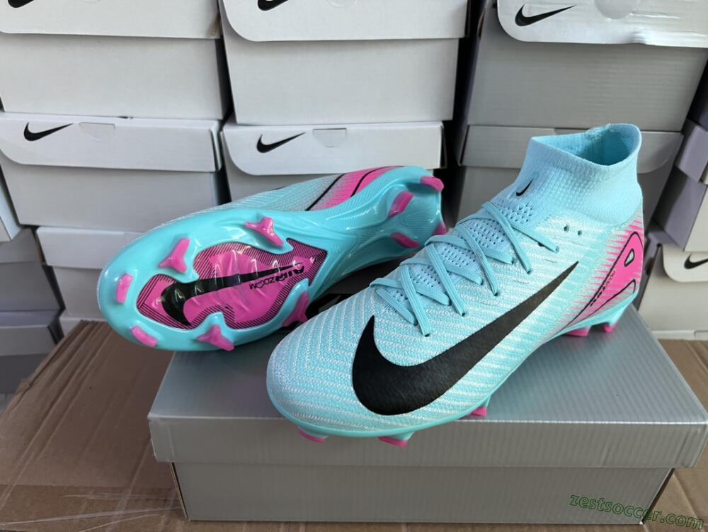 Nike Air Zoom Mercurial Superfly 10 Elite FG High-Tops Soccer Cleats - Jade/Black/Pink