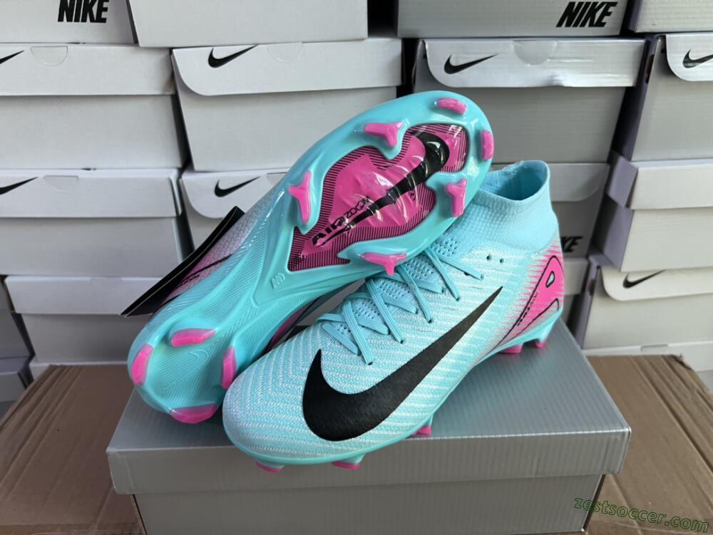 Nike Air Zoom Mercurial Superfly 10 Elite FG High-Tops Soccer Cleats - Jade/Black/Pink