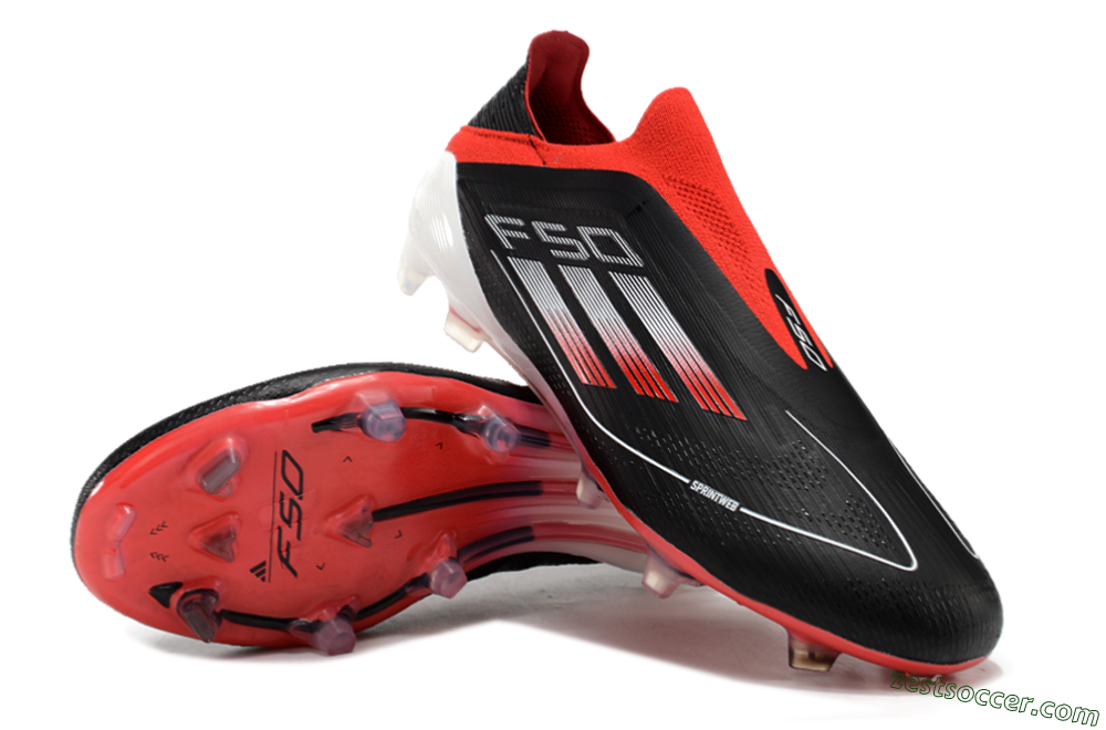 Adidas F50 Elite Laceless FG Low-Tops Soccer Cleats - Black/Red/White 3