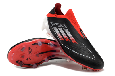 Adidas F50 Elite Laceless FG Low-Tops Soccer Cleats - Black/Red/White