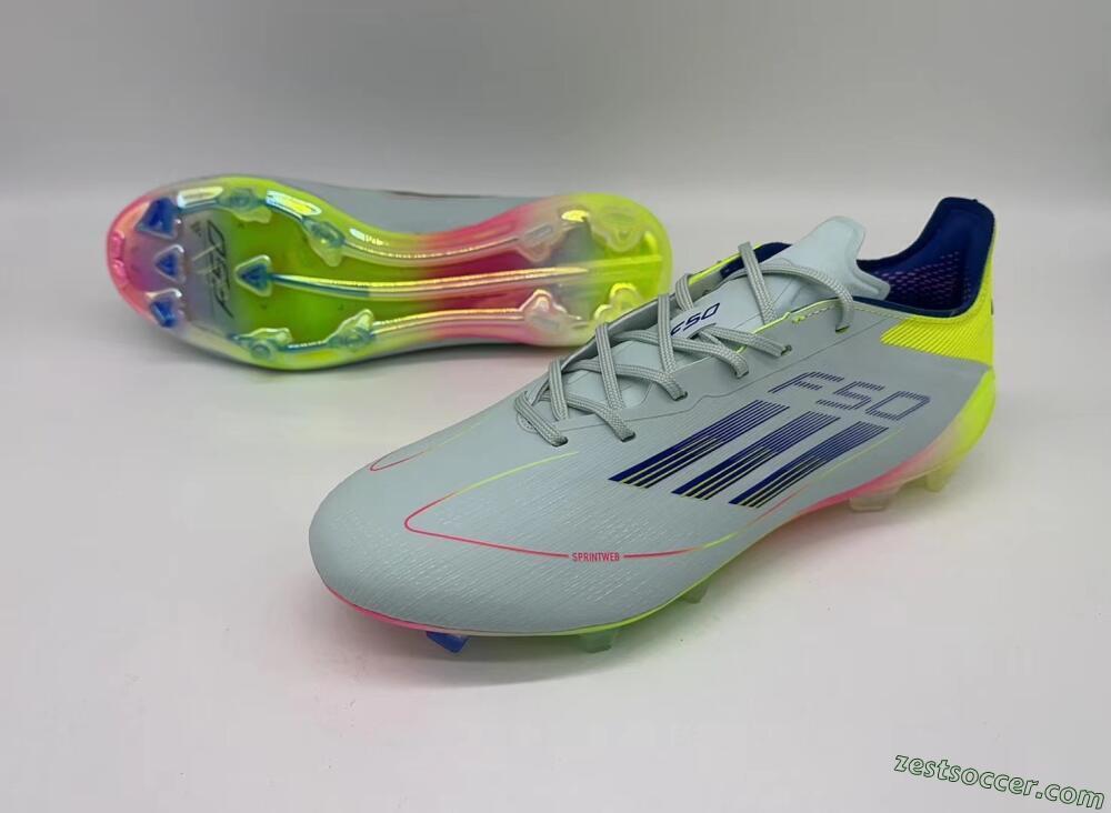 Adidas F50 Elite FG Low-Tops Soccer Cleats - Blue/Pink/Yellow