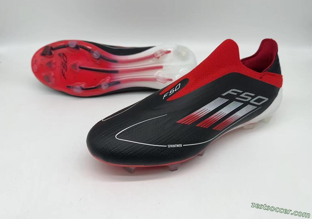 Adidas F50 Elite Laceless FG Low-Tops Soccer Cleats - Black/Red/White
