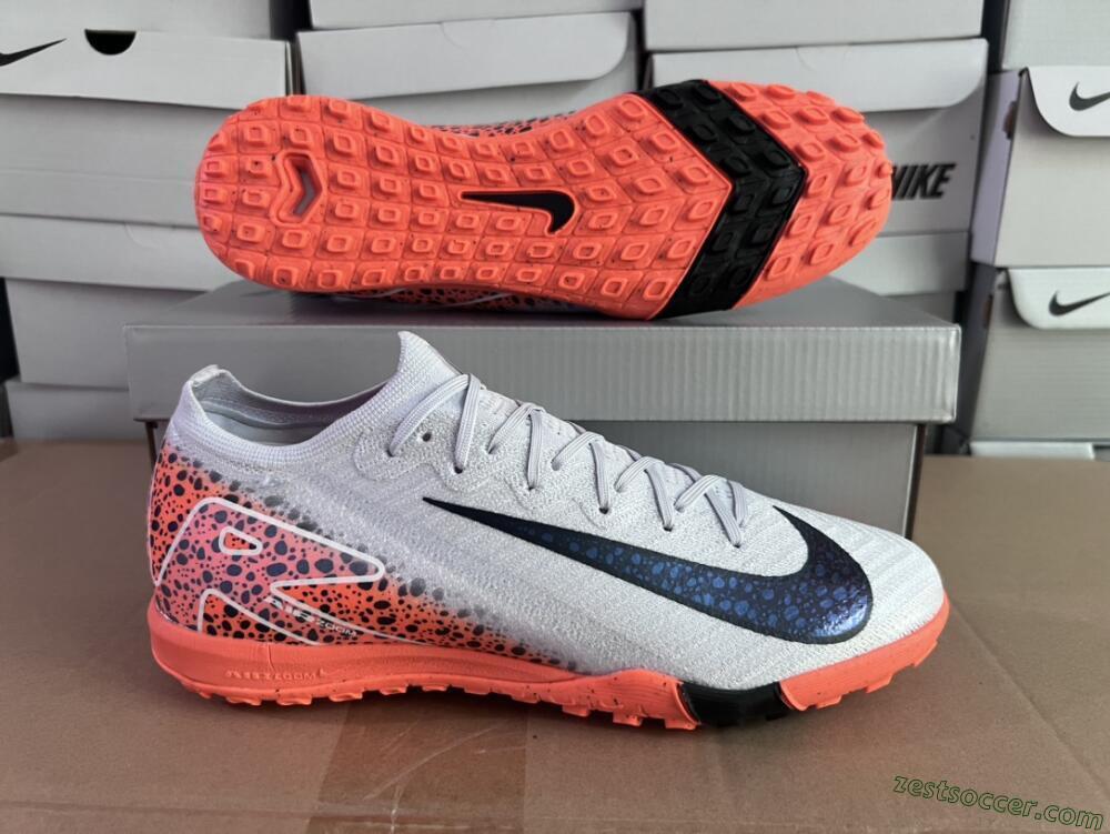 Nike Air Zoom Mercurial Vapor 15 Elite TF Low-Tops Soccer Shoes - Grey/Orange/Black