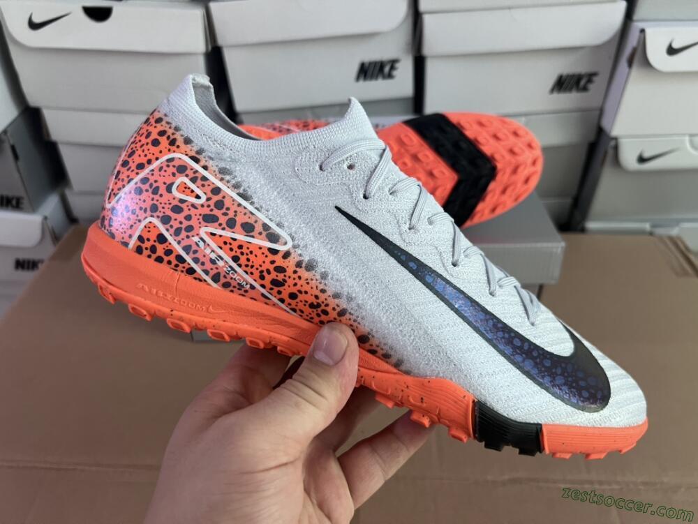 Nike Air Zoom Mercurial Vapor 15 Elite TF Low-Tops Soccer Shoes - Grey/Orange/Black