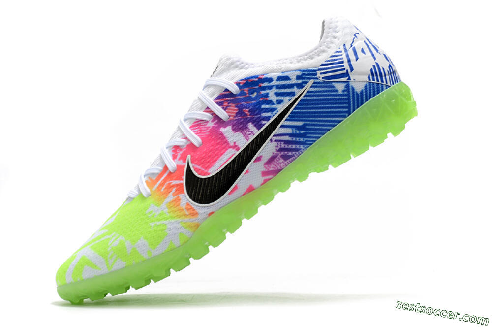 Nike Mercurial Vapor 13 Pro TF Low-Tops Soccer Shoes - White/Black/Pink/Blue 5