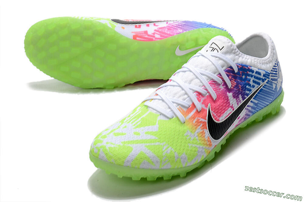 Nike Mercurial Vapor 13 Pro TF Low-Tops Soccer Shoes - White/Black/Pink/Blue 3