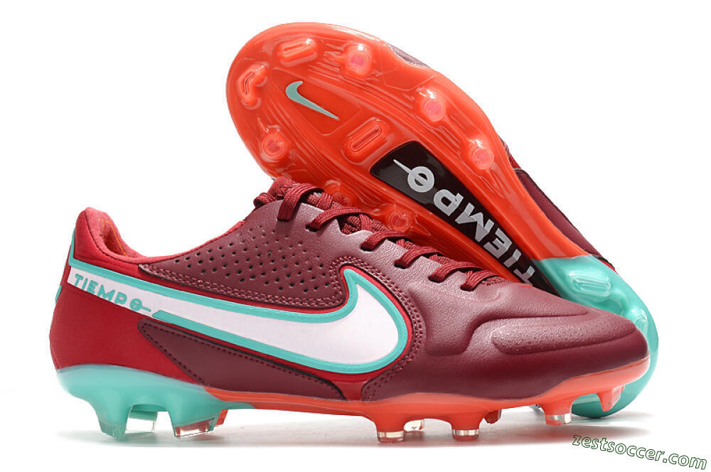 Nike Tiempo Legend 9 Elite FG Low-Tops Soccer Cleats - Red/Jade/White 0