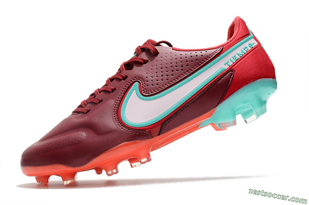 Nike Tiempo Legend 9 Elite FG Low-Tops Soccer Cleats - Red/Jade/White 5