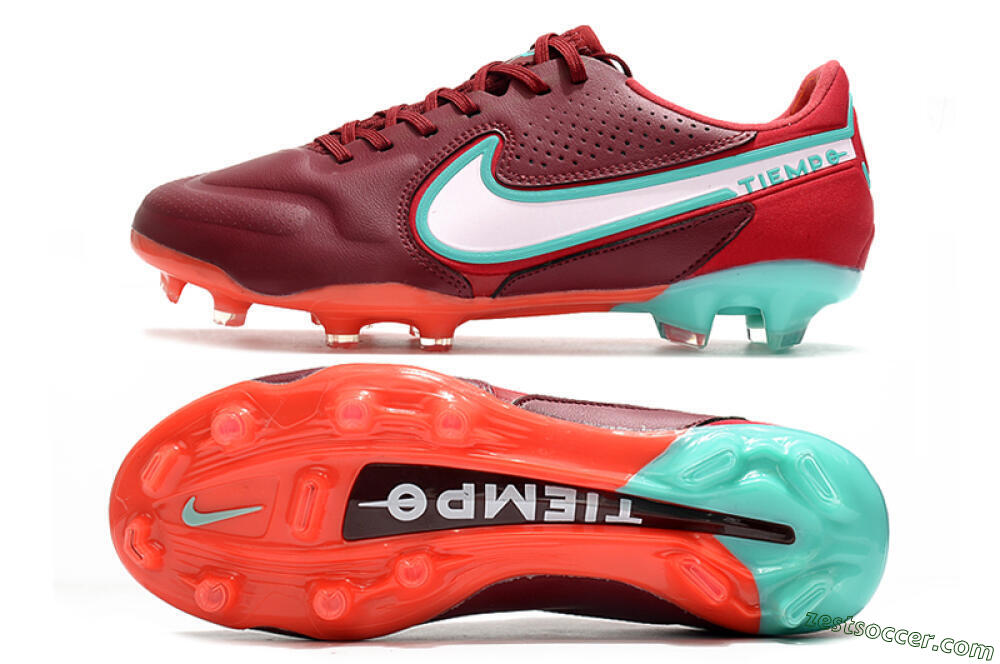 Nike Tiempo Legend 9 Elite FG Low-Tops Soccer Cleats - Red/Jade/White 1