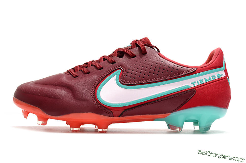 Nike Tiempo Legend 9 Elite FG Low-Tops Soccer Cleats - Red/Jade/White 2