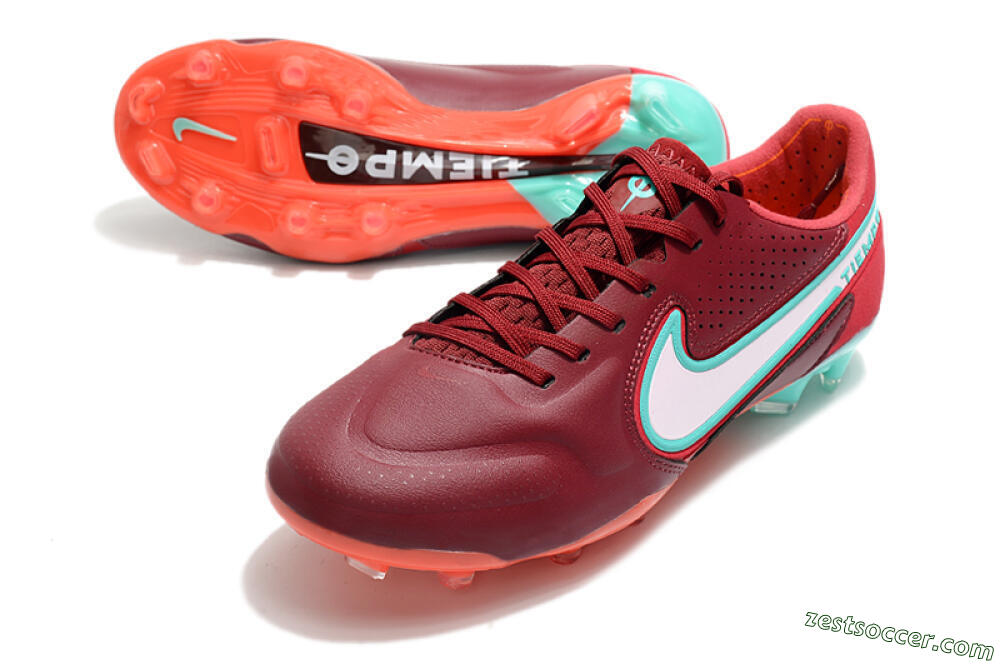 Nike Tiempo Legend 9 Elite FG Low-Tops Soccer Cleats - Red/Jade/White 3