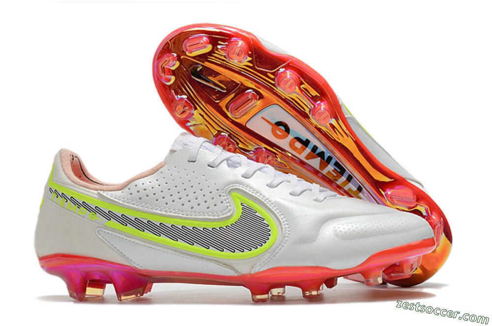 Nike Tiempo Legend 9 Elite FG Low-Tops Soccer Cleats - White/Yellow/Black/Gold 0