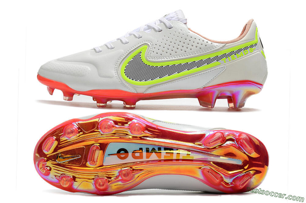 Nike Tiempo Legend 9 Elite FG Low-Tops Soccer Cleats - White/Yellow/Black/Gold 1