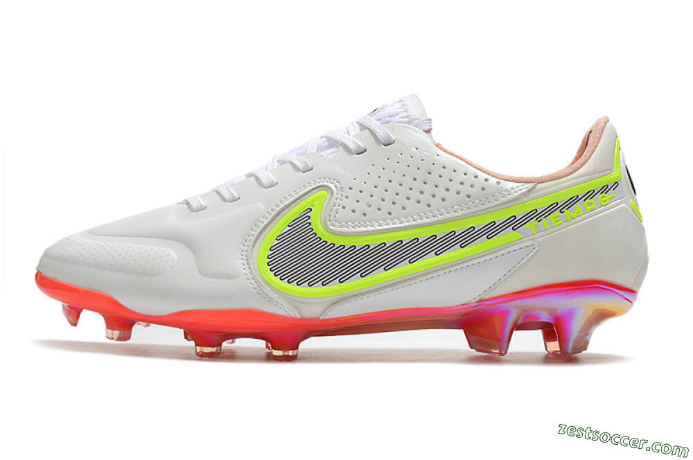 Nike Tiempo Legend 9 Elite FG Low-Tops Soccer Cleats - White/Yellow/Black/Gold 2