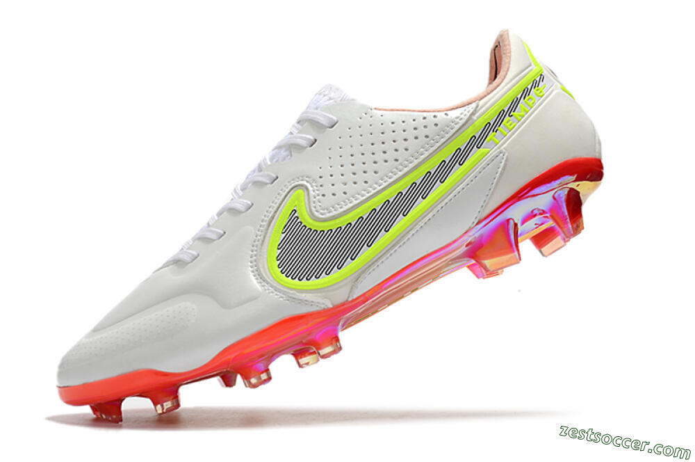 Nike Tiempo Legend 9 Elite FG Low-Tops Soccer Cleats - White/Yellow/Black/Gold 5