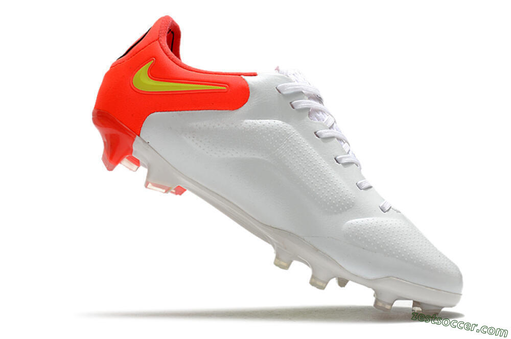 Nike Tiempo Legend 9 Elite FG Low-Tops Soccer Cleats - White/Yellow/Red 4