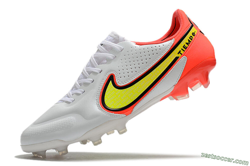 Nike Tiempo Legend 9 Elite FG Low-Tops Soccer Cleats - White/Yellow/Red 5