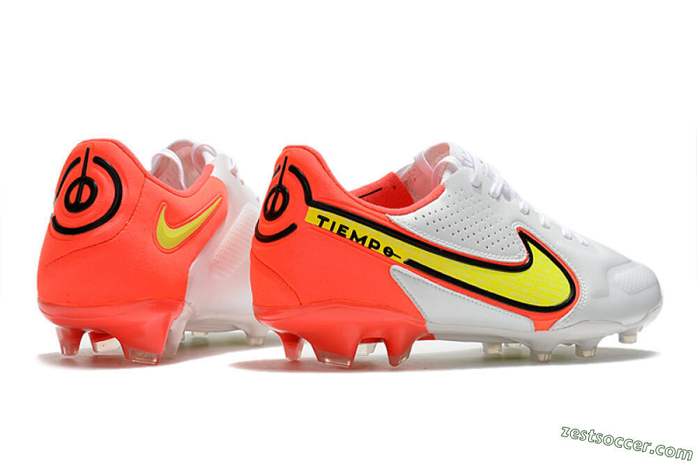 Nike Tiempo Legend 9 Elite FG Low-Tops Soccer Cleats - White/Yellow/Red 6