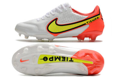 Nike Tiempo Legend 9 Elite FG Low-Tops Soccer Cleats - White/Yellow/Red