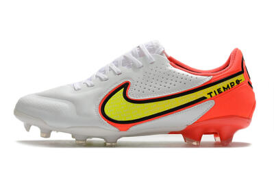 Nike Tiempo Legend 9 Elite FG Low-Tops Soccer Cleats - White/Yellow/Red