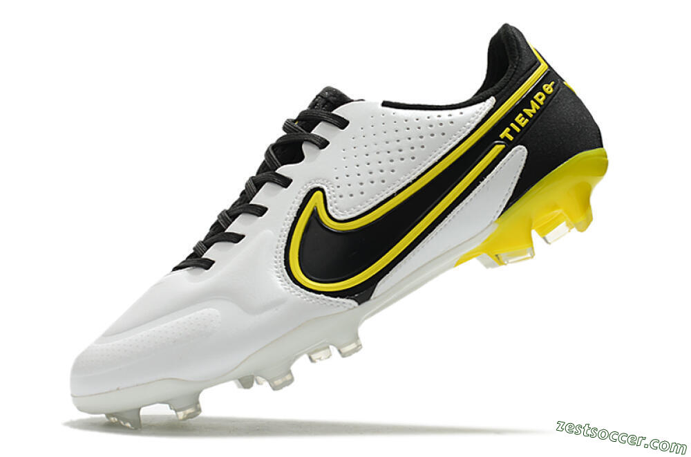 Nike Tiempo Legend 9 Elite FG Low-Tops Soccer Cleats - White/Yellow/Black 5