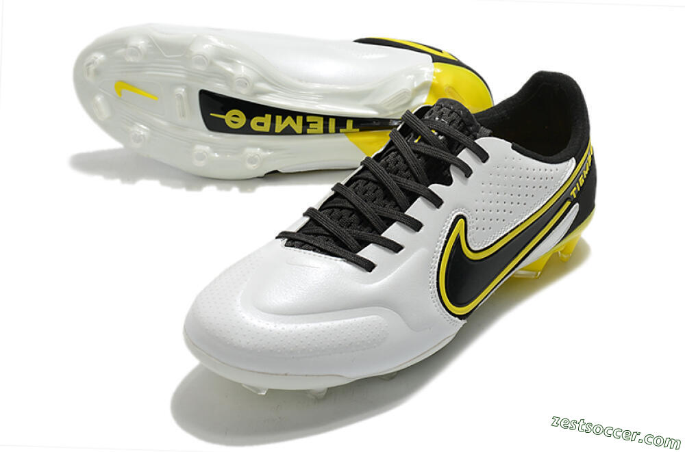 Nike Tiempo Legend 9 Elite FG Low-Tops Soccer Cleats - White/Yellow/Black 3