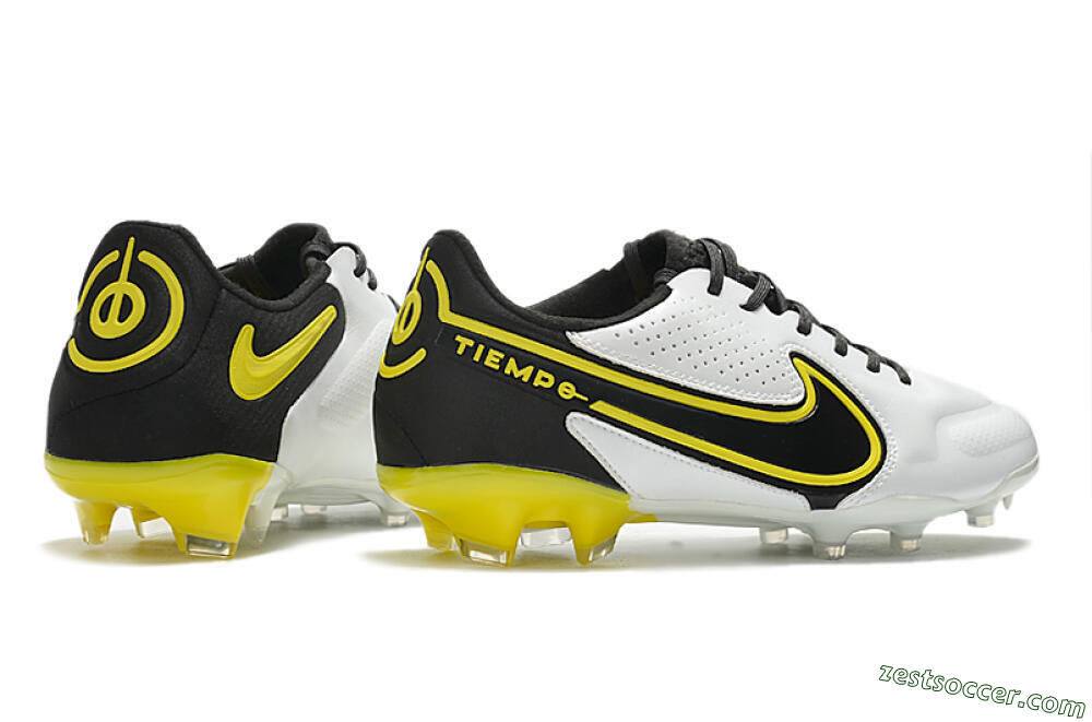 Nike Tiempo Legend 9 Elite FG Low-Tops Soccer Cleats - White/Yellow/Black 6