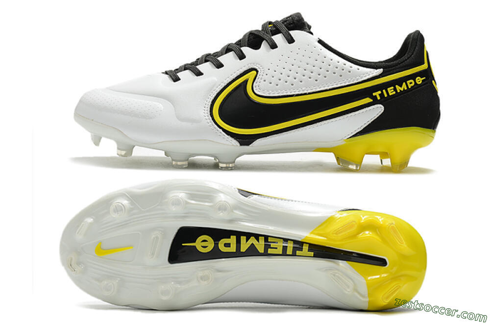 Nike Tiempo Legend 9 Elite FG Low-Tops Soccer Cleats - White/Yellow/Black 1