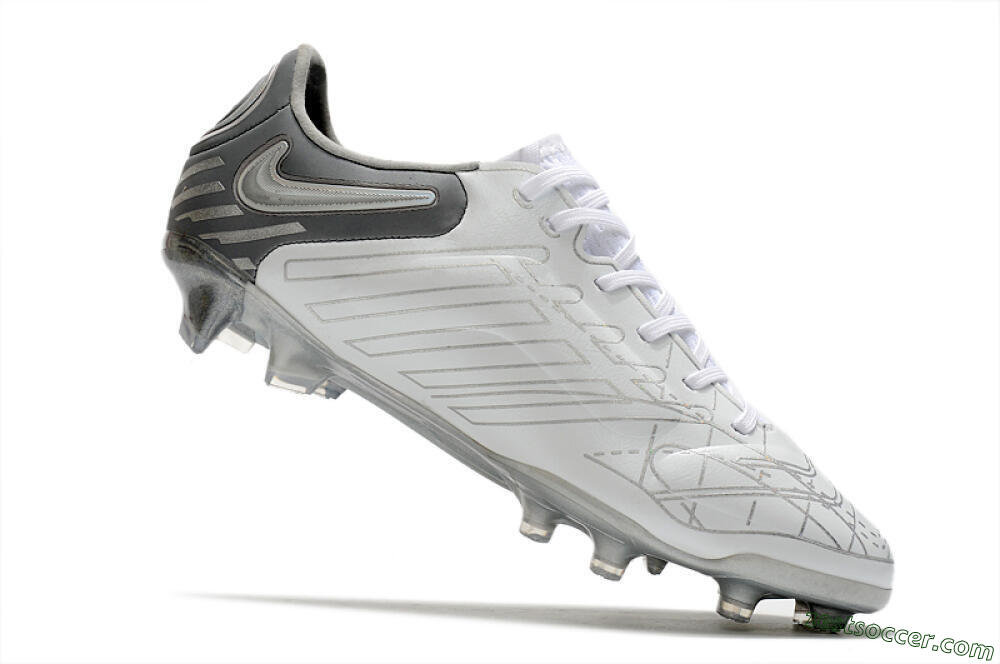Nike Tiempo Legend 9 Elite FG Low-Tops Soccer Cleats - White/Grey/Silver 4