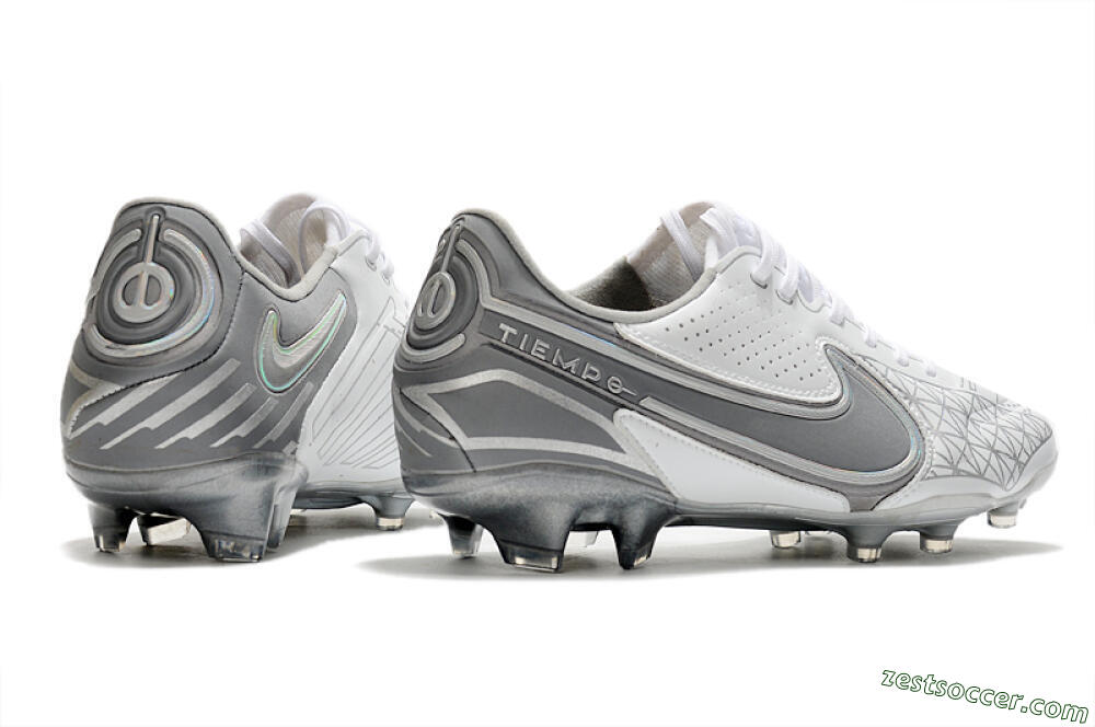 Nike Tiempo Legend 9 Elite FG Low-Tops Soccer Cleats - White/Grey/Silver 6