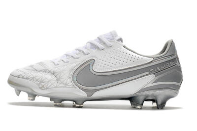 Nike Tiempo Legend 9 Elite FG Low-Tops Soccer Cleats - White/Grey/Silver