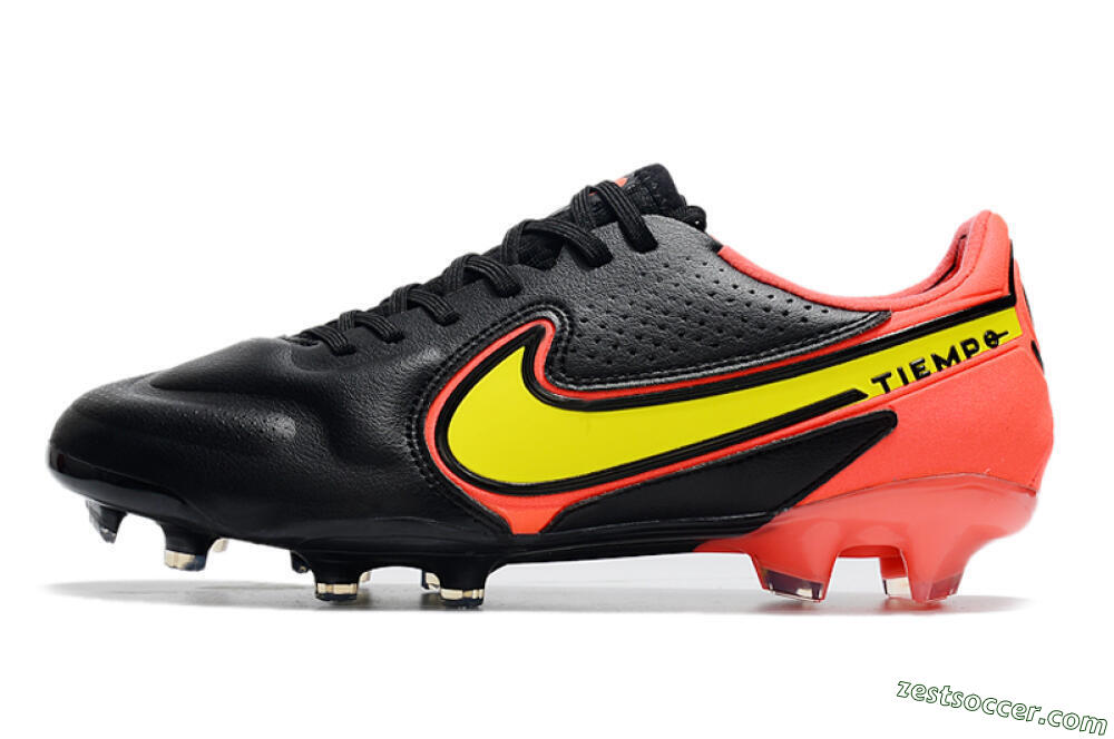 Nike Tiempo Legend 9 Elite FG Low-Tops Soccer Cleats - Black/Yellow/Red 2