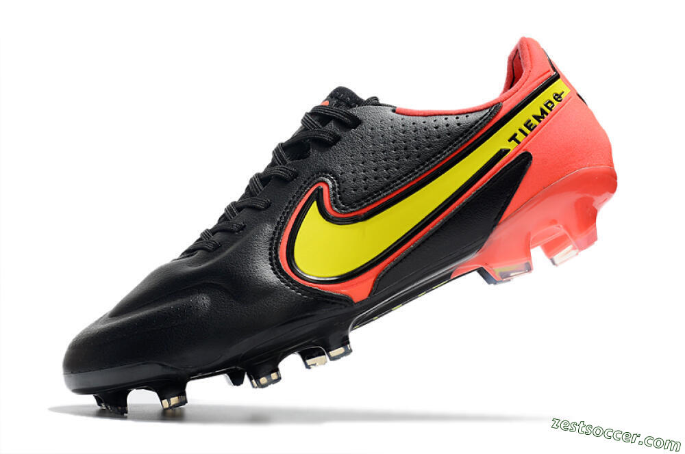 Nike Tiempo Legend 9 Elite FG Low-Tops Soccer Cleats - Black/Yellow/Red 5