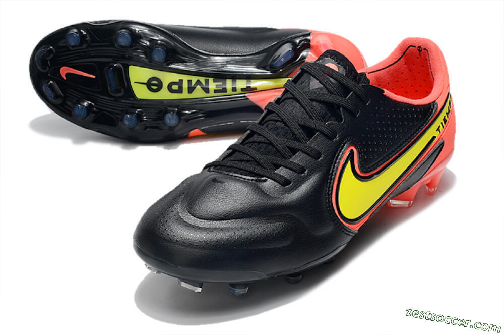 Nike Tiempo Legend 9 Elite FG Low-Tops Soccer Cleats - Black/Yellow/Red 3